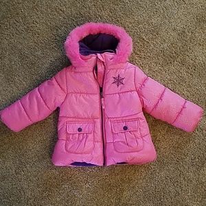 Protectien System Pink sparkly girls puff jacket